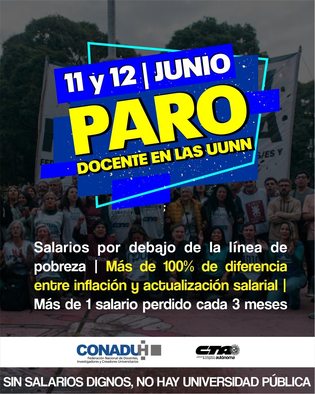 11 y 12 de Junio Paro Docente en las UUNN