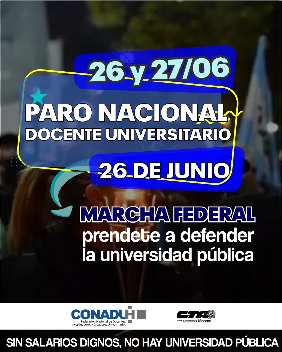 26 de junio - 9:00 hs. - EPUNS (11 de Abril 445) MOVILIZAMOS al Playón de ALEM, junto a la comunidad, para abrazar a la UNS.