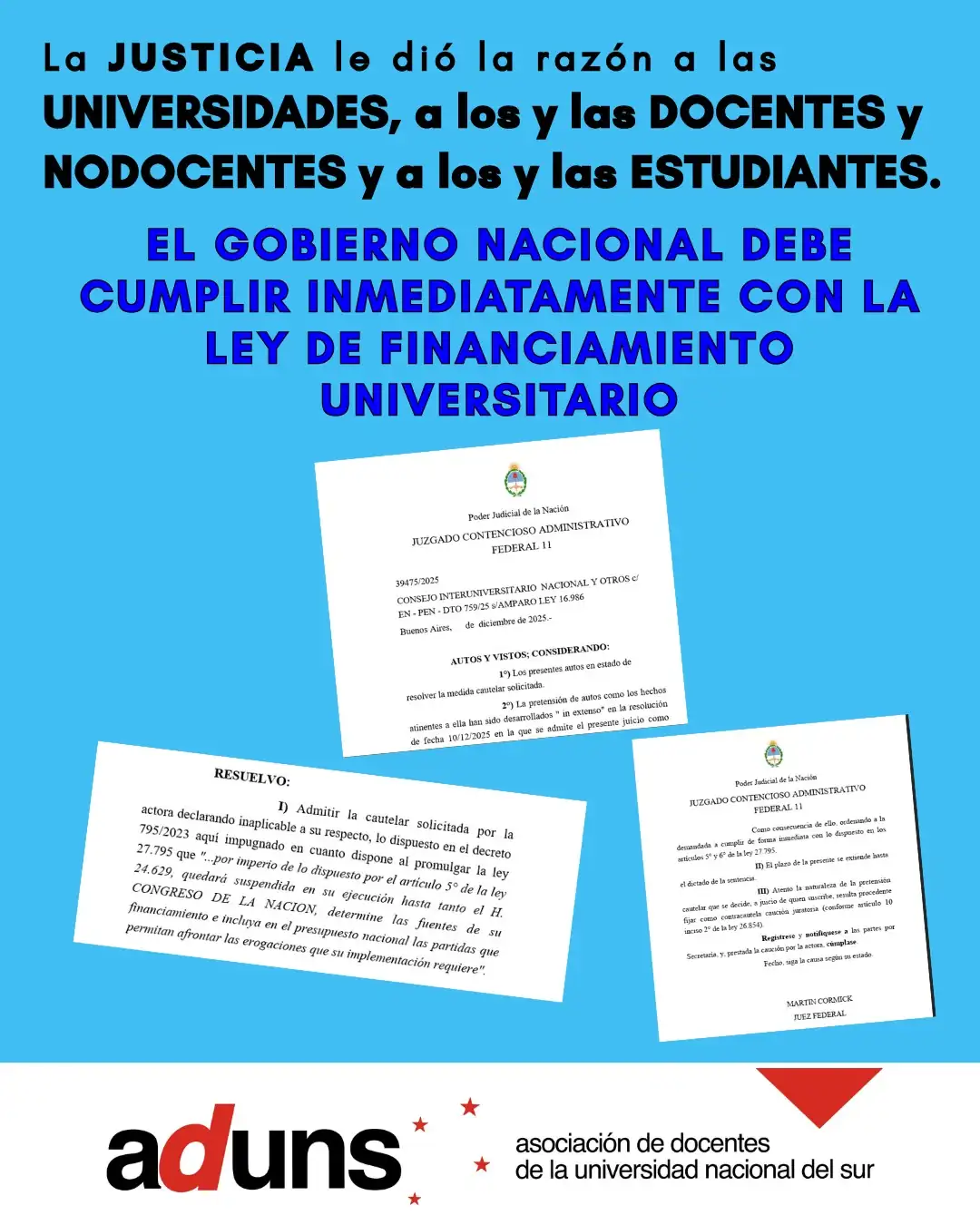 La justicia le dio la razón a las universidades