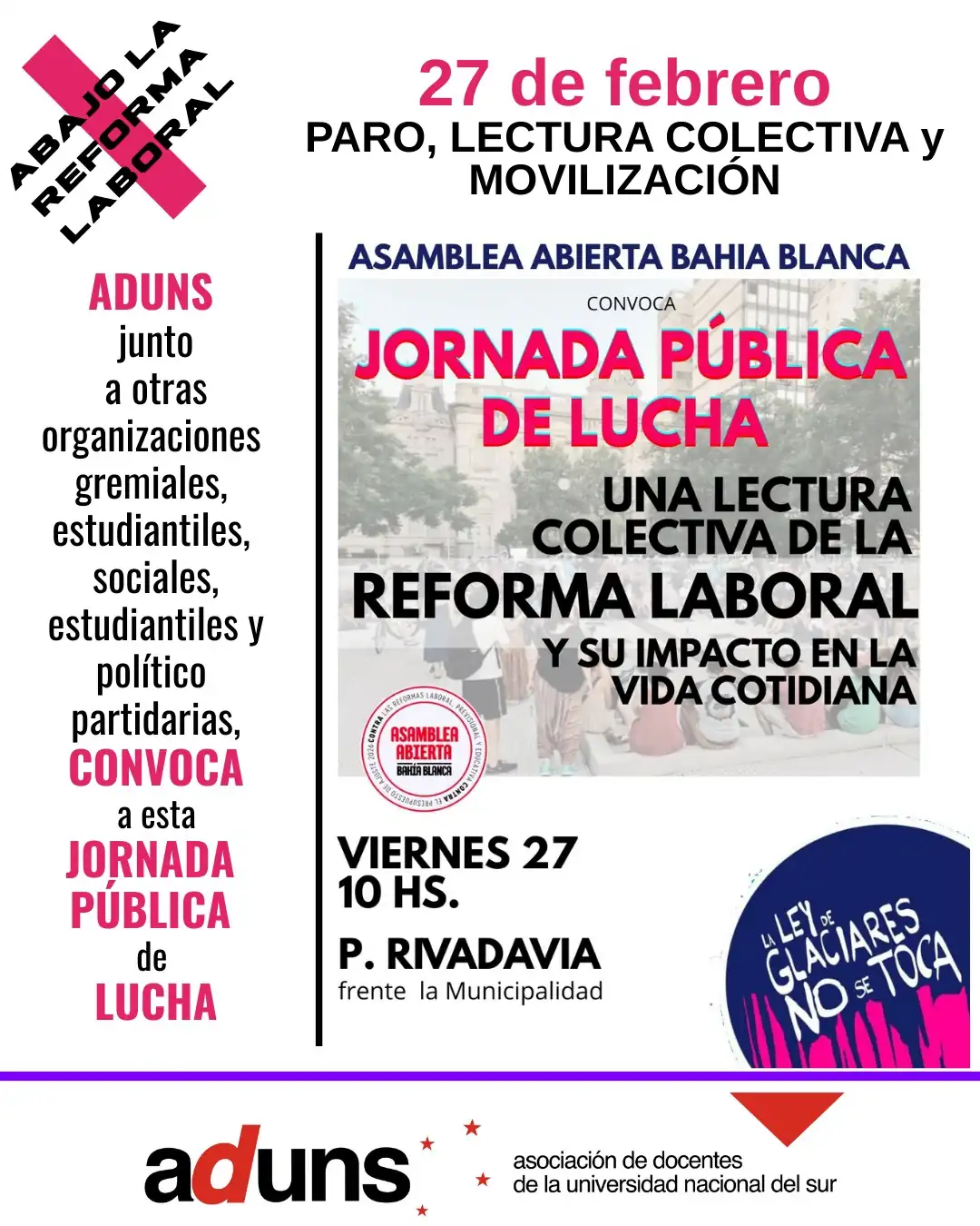 27 de febrero: PARO, LECTURA COLECTIVA Y MOVILIZACIÓN