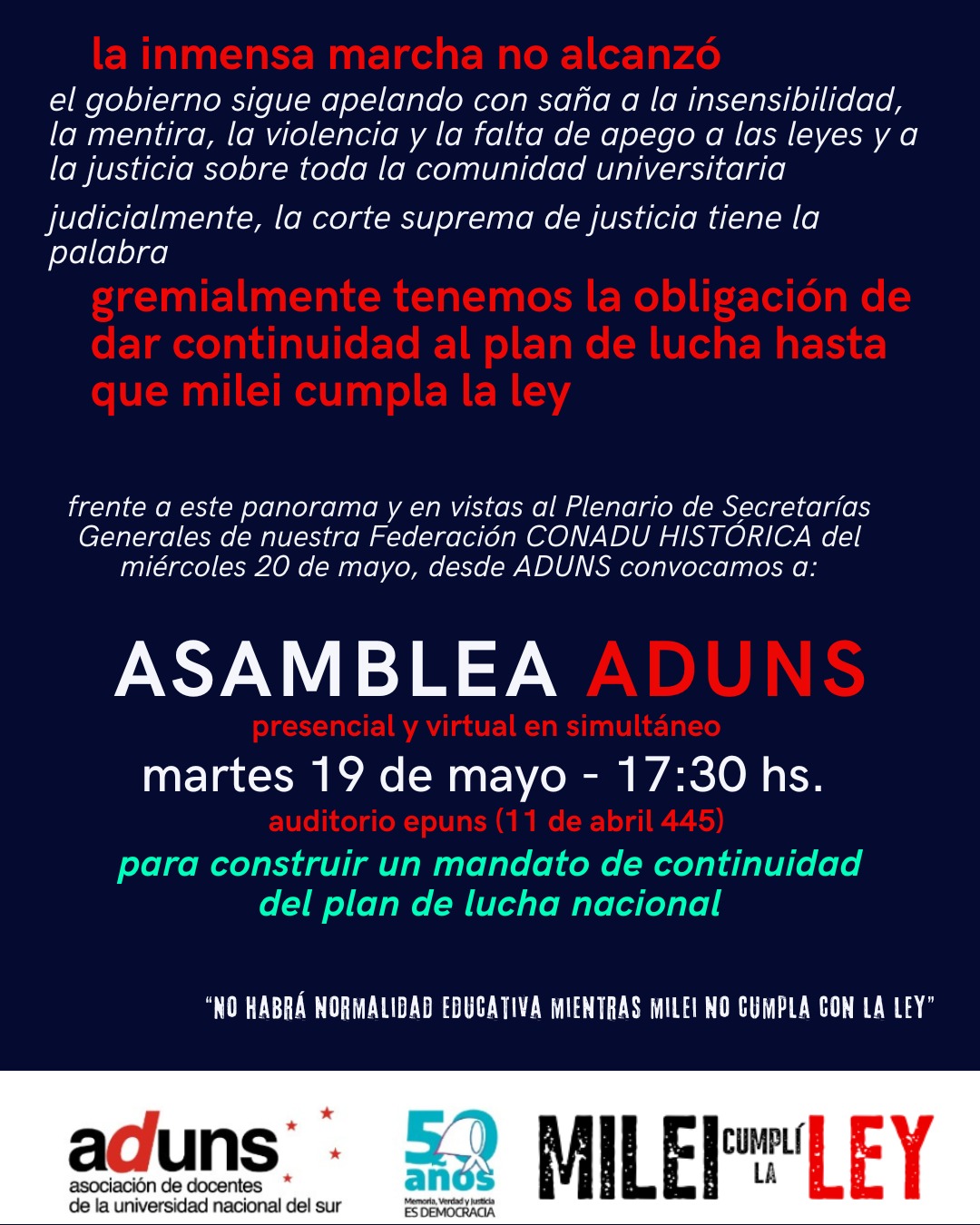 La marcha no alcanzó