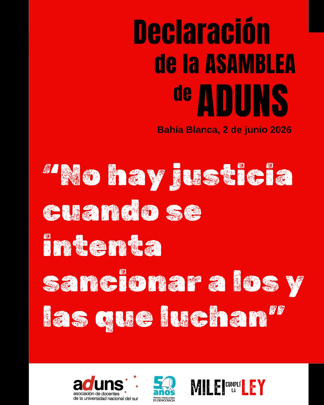 NO HAY JUSTICIA CUANDO SE INTENTA SANCIONAR A LOS Y LAS QUE LUCHAN