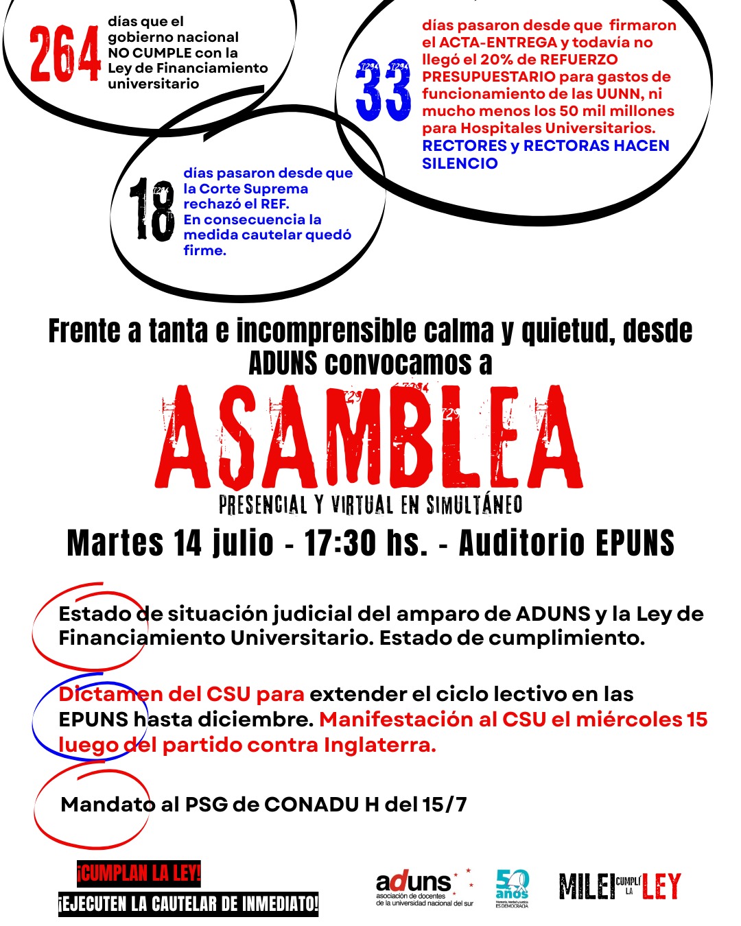 FRENTE A TANTA PASIVIDAD Y QUIETUD, ASAMBLEA ADUNS