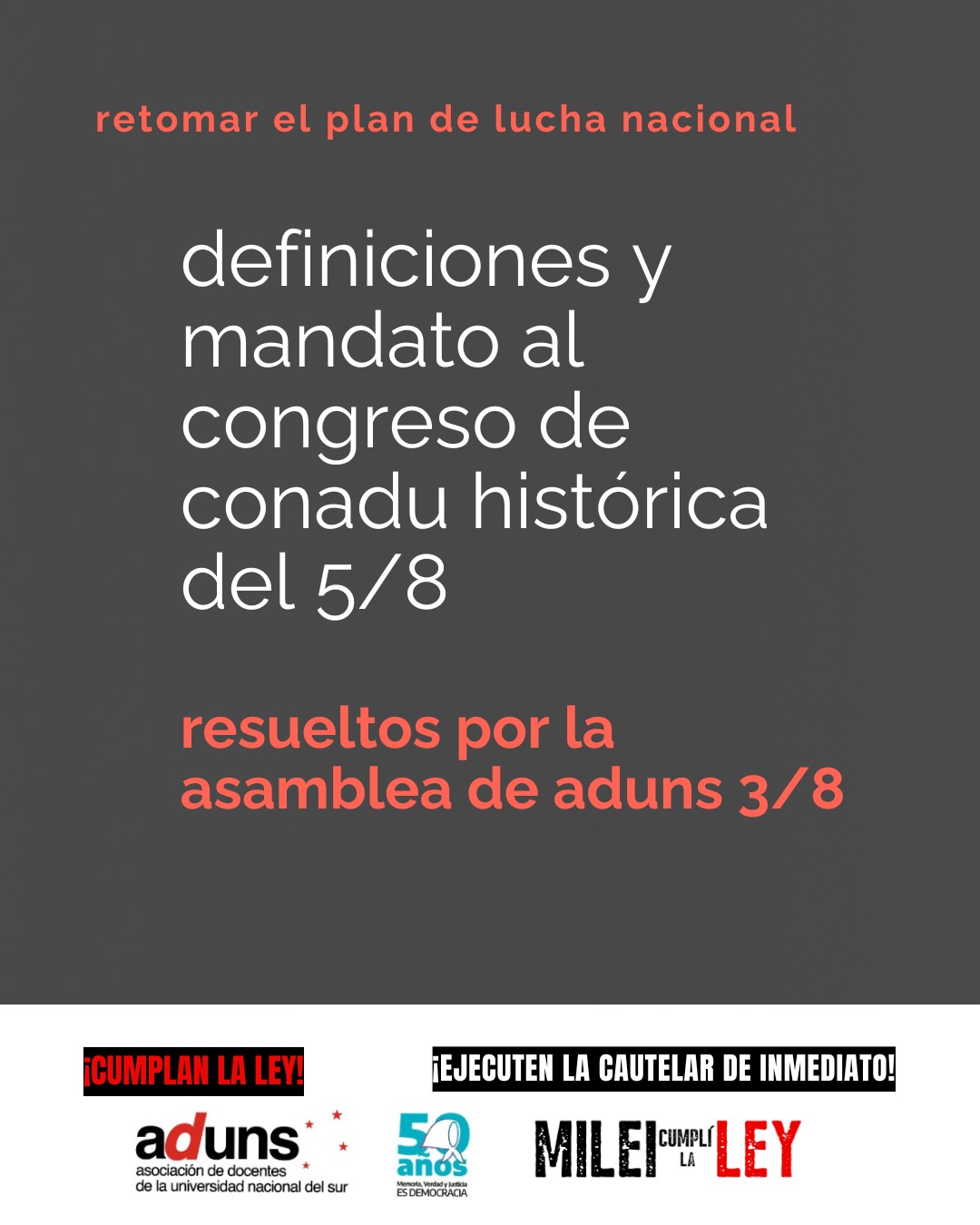 DEFINICIONES, DELEGACIÓN de CONGRESALES y RESOLUCIONES de la ASAMBLEA de ADUNS 3-8-26