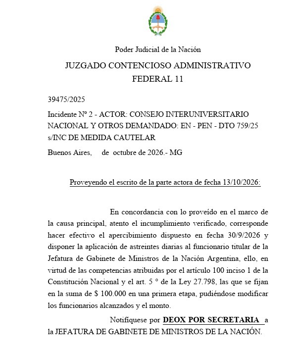 LAS PRIMERAS CONSECUENCIAS PARA UN GOBIERNO QUE INCUMPLE LA LEY Y LOS FALLOS JUDICIALES